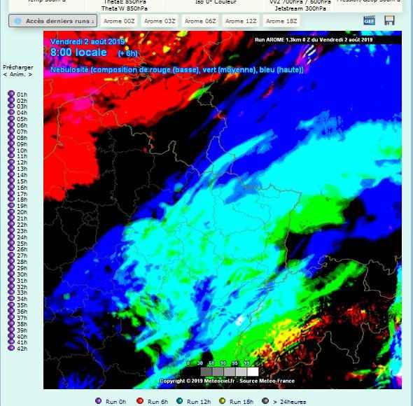 carte nebulosite prevision comparatif