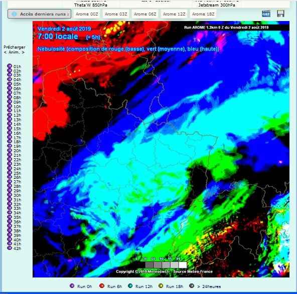 carte nebulosite prevision meteo comparatif