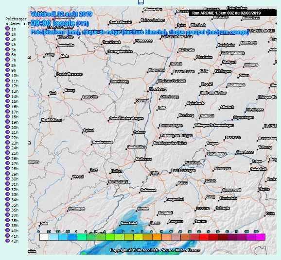 carte prevision precipitations comparatif