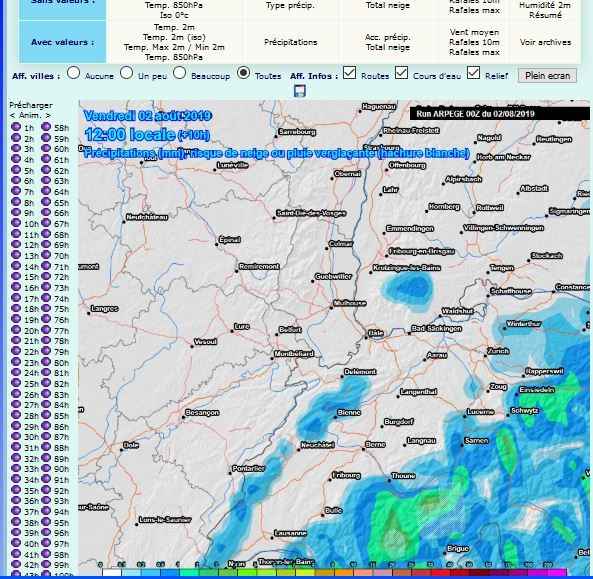 carte prevision prcipitations comparatif pluie prevue site meteociel