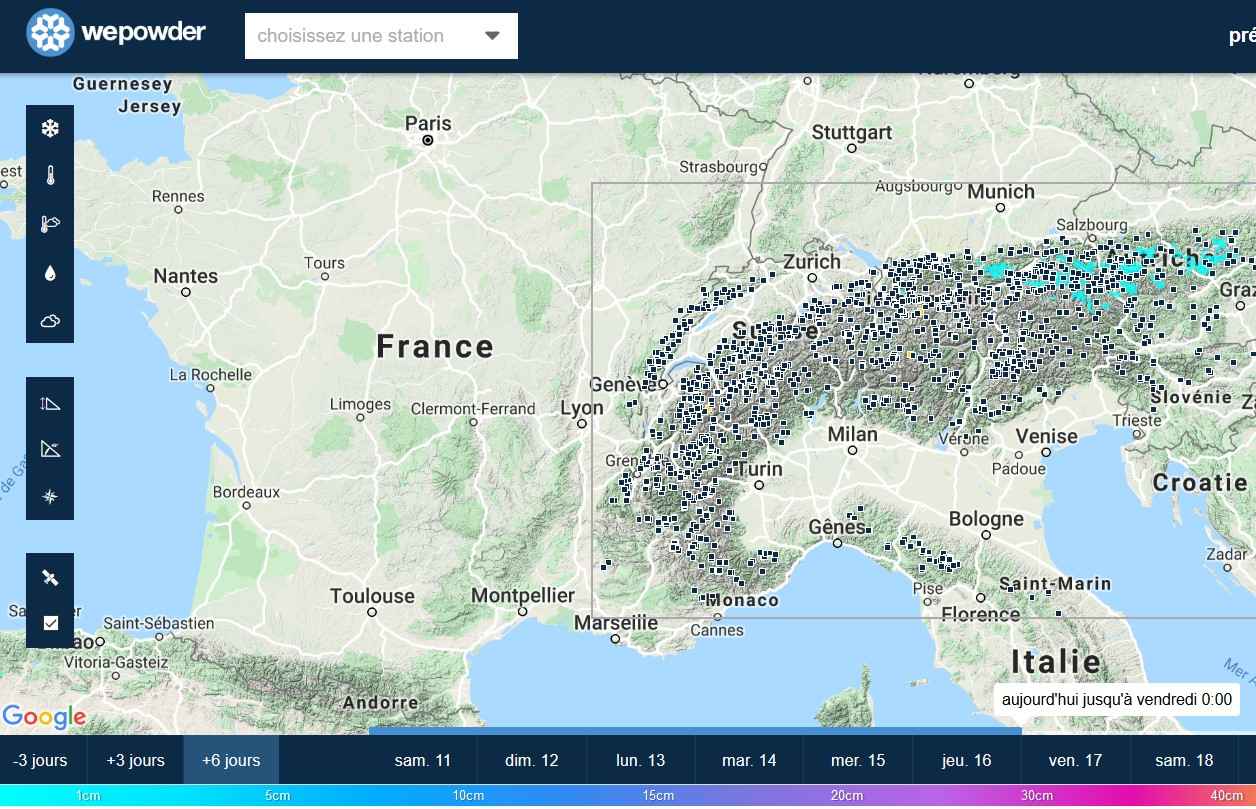 hauteurs de neige dans les alpes 